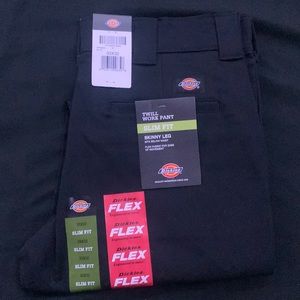 Dickies Men's Slim Skinny Fit Work Pant, Black, 33x32